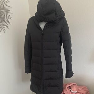 Uniqlo Black Long Hooded Puffer Coat
